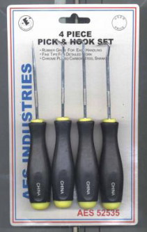 AES Industries 52535 4-Piece Mini Pick & Hook Set