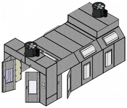 Pressurized Reverse Flow Paint Booth